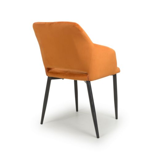 Nero Brushed Burnt Orange Velvet Dining Chair