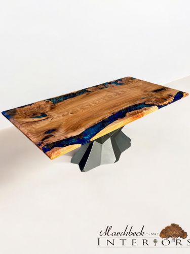Ancient Elm & Multi Blue River Dining Table
