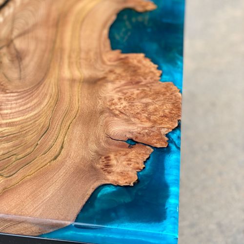 Single Slab Elm & Reef Blue Coffee Table