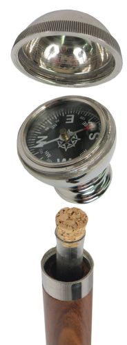 Compass & Shot Glass Walking Stick