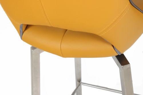 Mako Swivel Self-returning Leather Effect Bar Stool, Yellow