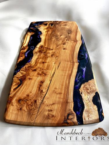 Burr Elm & Deep Purple Sea River Dining Table