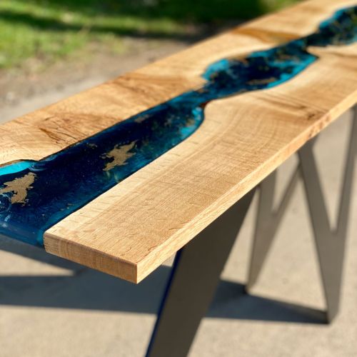 Oak River Console Table With Bespoke Steel Base