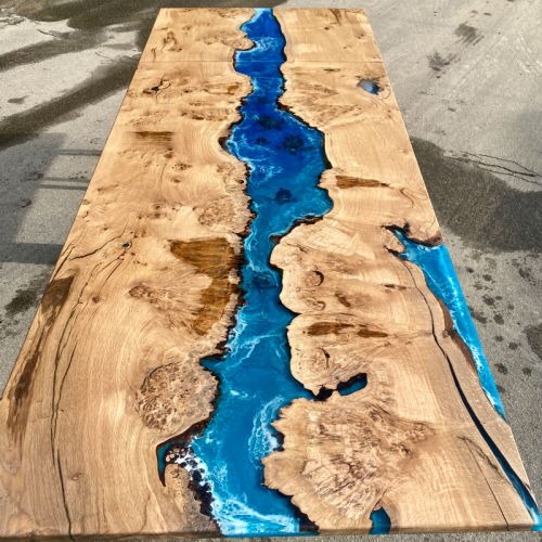 Burr Oak Sealife Extending River Dining Table