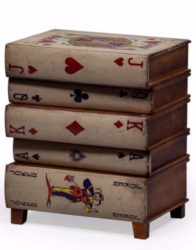 Antique Stacked Playing Card Books Cabinet