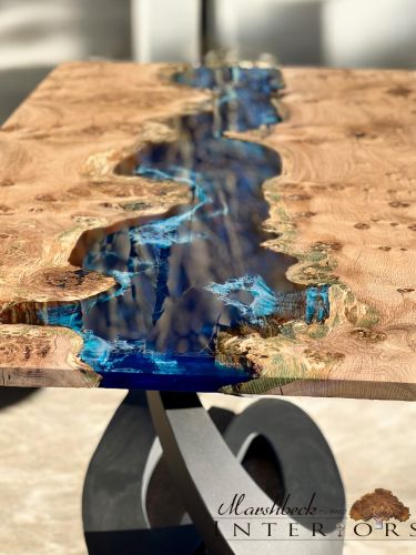 Oak & Deep Sea River Dining Table