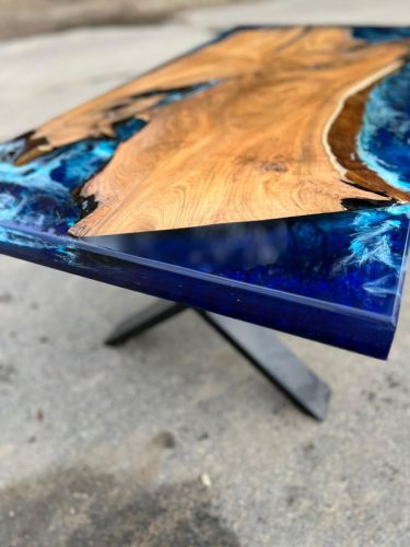 Teak Slab Ocean Resin Coffee Table