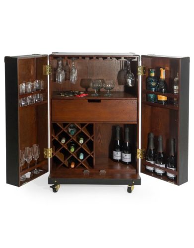 Leather Two-Door Wine/Bar Cabinet