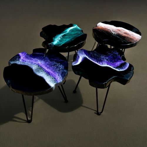 Teak & Resin Art Side Table Ltd Edition