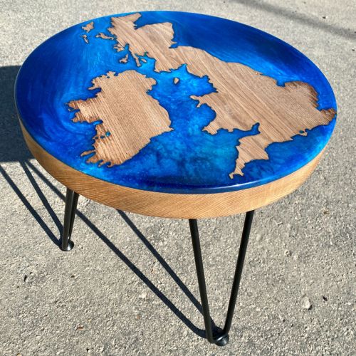 UK & Irelend Map Side Table