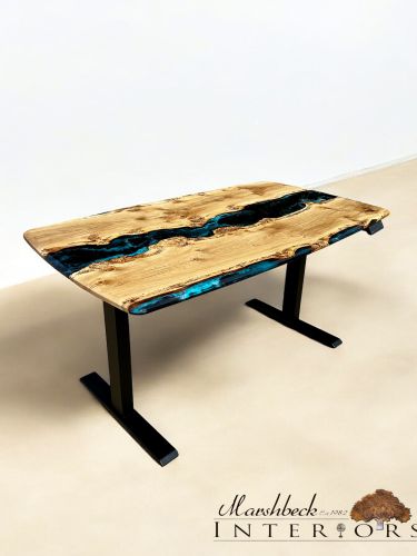 Burr Oak Sit/Stand Electric River Desk