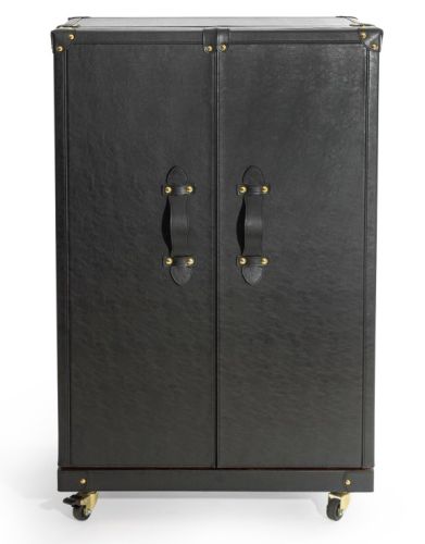 Leather Two-Door Wine/Bar Cabinet