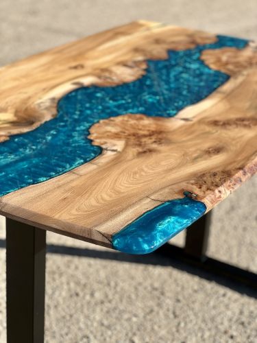 Burr Elm Sit/Stand Electric River Desk