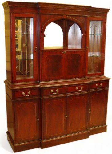 Antique Reproduction 72 Breakfront Regency Cocktail Cabinet