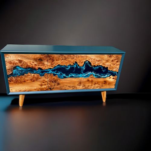 River Sideboard Burr Elm & Ocean Doors