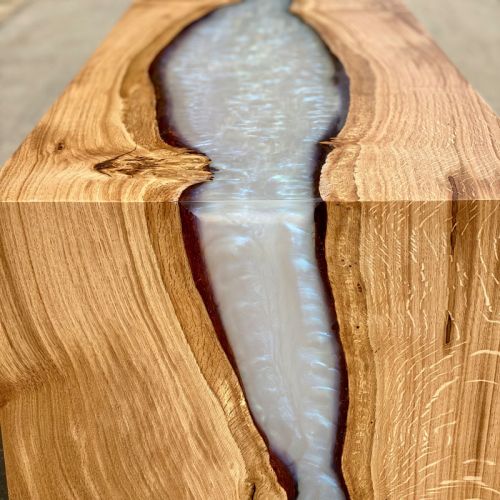 Oak Waterfall Coffee Table Ghost Blue