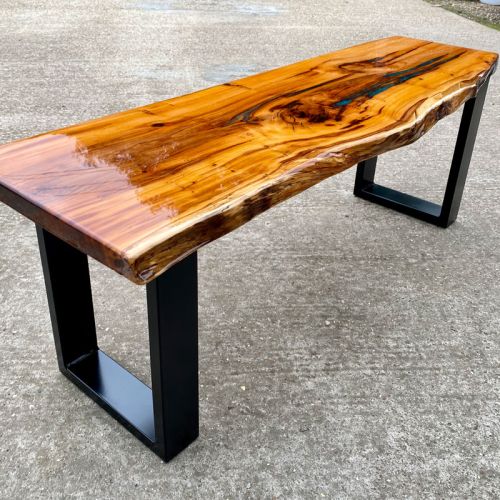 Yew Dining Bench With Resin Detail