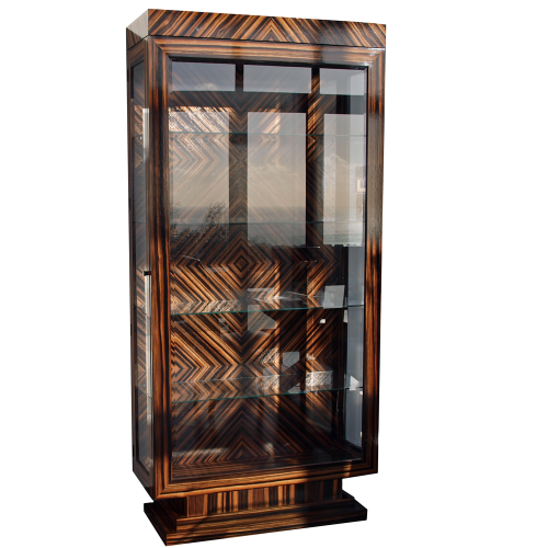 Bespoke Feathered Ebony Art Deco Display Cabinet