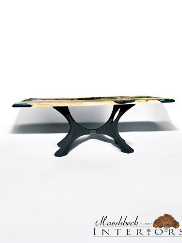 Burr Chestnut & Midnight Sea River Dining Table