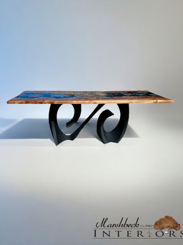 Burr Elm Islands Resin Dining Table