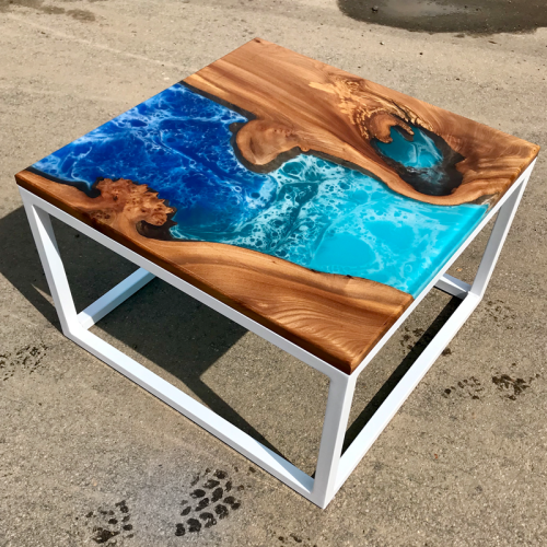 Elm Coastal Resin River Coffee Table 1