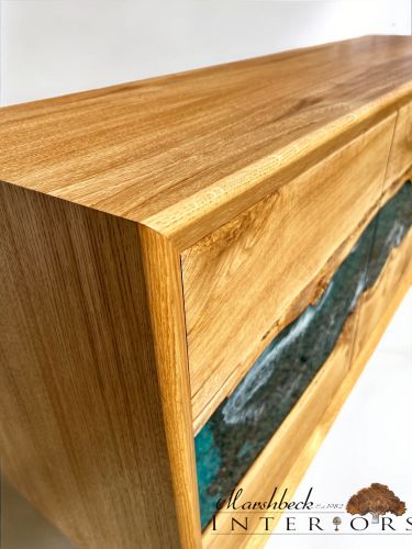 River Sideboard Oak & Lagoon Blue