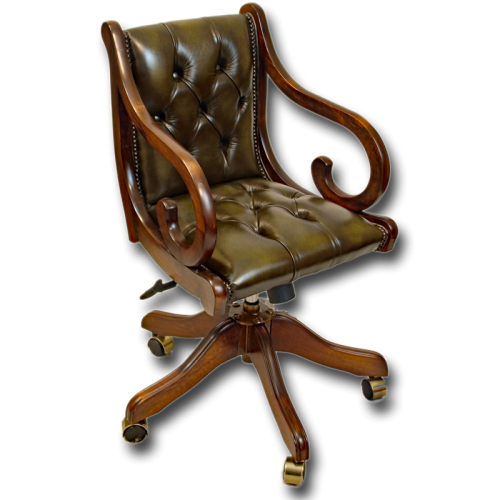 Antique Reproduction Regency Full Saddle Carver Swivel Desk Chair