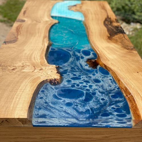 Burred Oak & Resin Glacier Desk