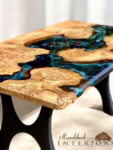 Burr Oak & Midnight Sea River Dining Table
