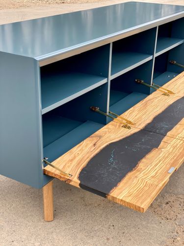 River Media Unit/Sideboard Olive & Galactic Blue