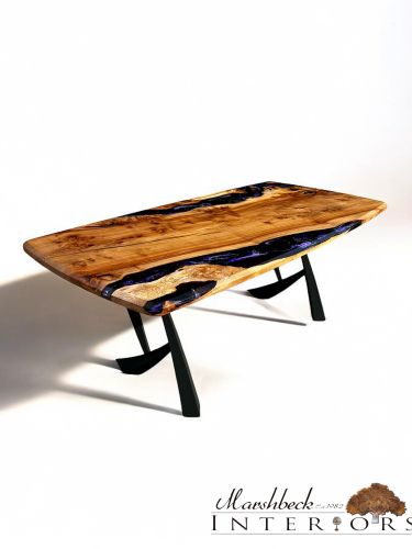 Burr Elm & Deep Purple Sea River Dining Table