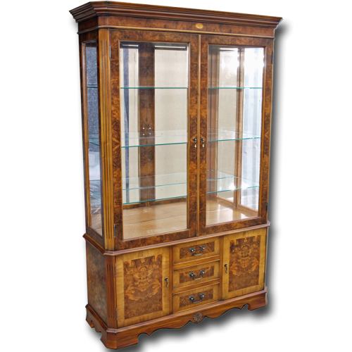 Marquetry Drawer Base Antique Reproduction Display Cabinet