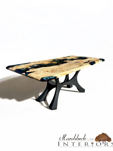 Burr Chestnut & Midnight Sea River Dining Table