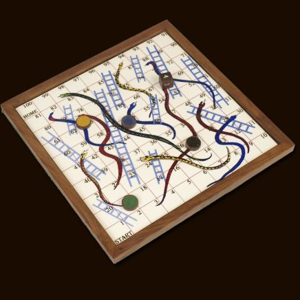 Classic Rosewood Snakes & Ladders Game
