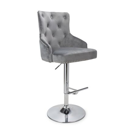 Rocco Brushed Velvet Bar Stool, Grey