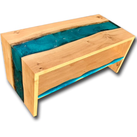 Pippy Oak & Blue Resin River TV Stand/Coffee Table