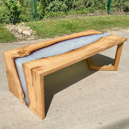 Oak Waterfall Coffee Table Ghost Blue