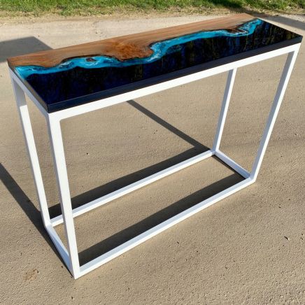 Burr Elm Deep Ocean Console River Table