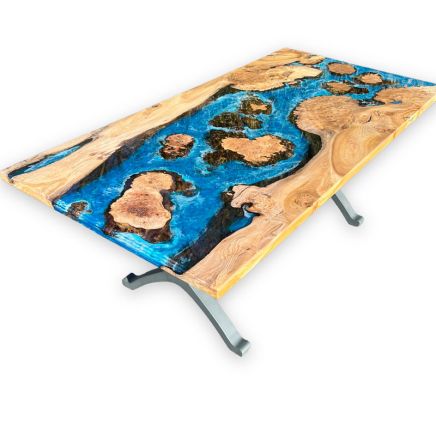 Burr Elm Islands Ocean Art Dining Table