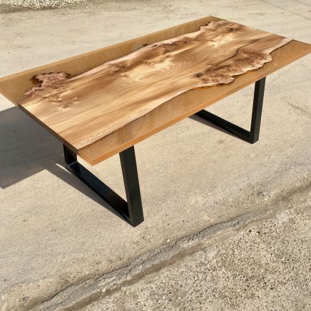 Burr Elm & Transluscent Mocha Resin Dining Table 2