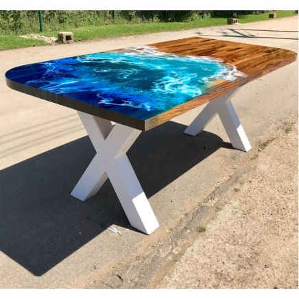 Ocean Resin & Zebrano Dining Table