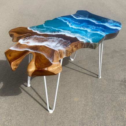 Teak & Ocean Art Coffee Table