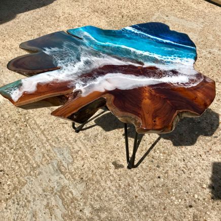 Teak & Resin Ocean Art CoffeeTable 5