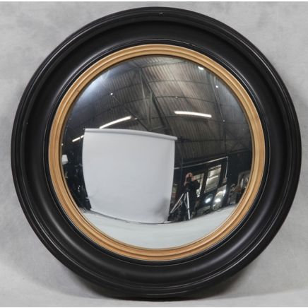 Round Black Medium Convex Mirror