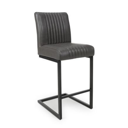 Archer Cantilever Leather Effect Bar Stool, Grey