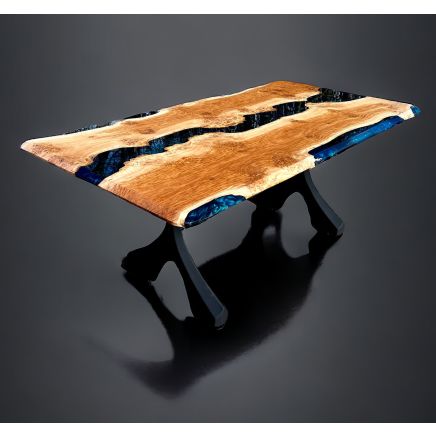 Oak & Multi-Blue River Dining Table