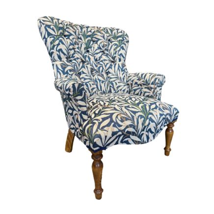 William Morris Blue Button-back Occasional Chair