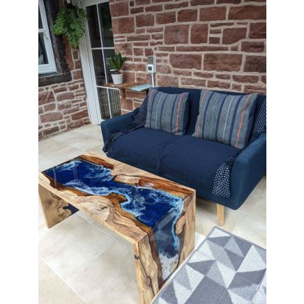 Double Waterfall River Coffee Table Ocean Theme