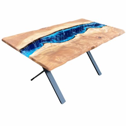 Live Edge Elm Deep Sea River Dining Table