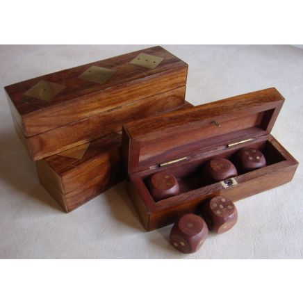 Rosewood & Brass Dice Set in Box